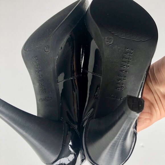 HISPANITAS black patent leather pump shoes, 3.5" sturdy high heels EU 39 US 8.5 - Picture 6 of 16